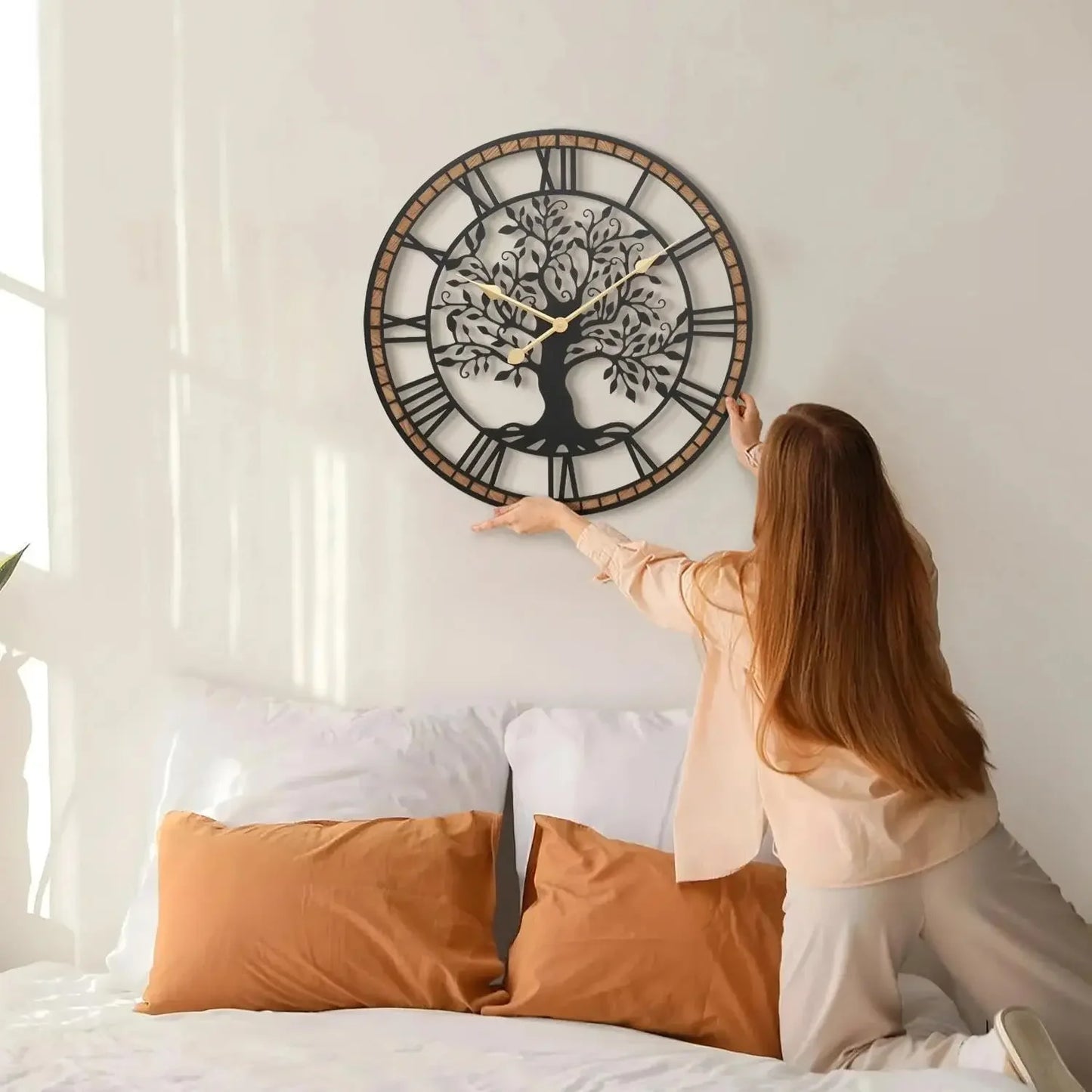 27" Farmhouse Tree of Life Wall Clock