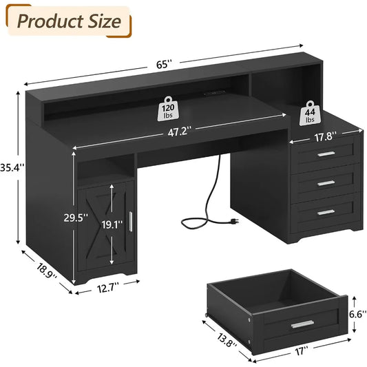 Farmhouse Home Office Desk with Drawers