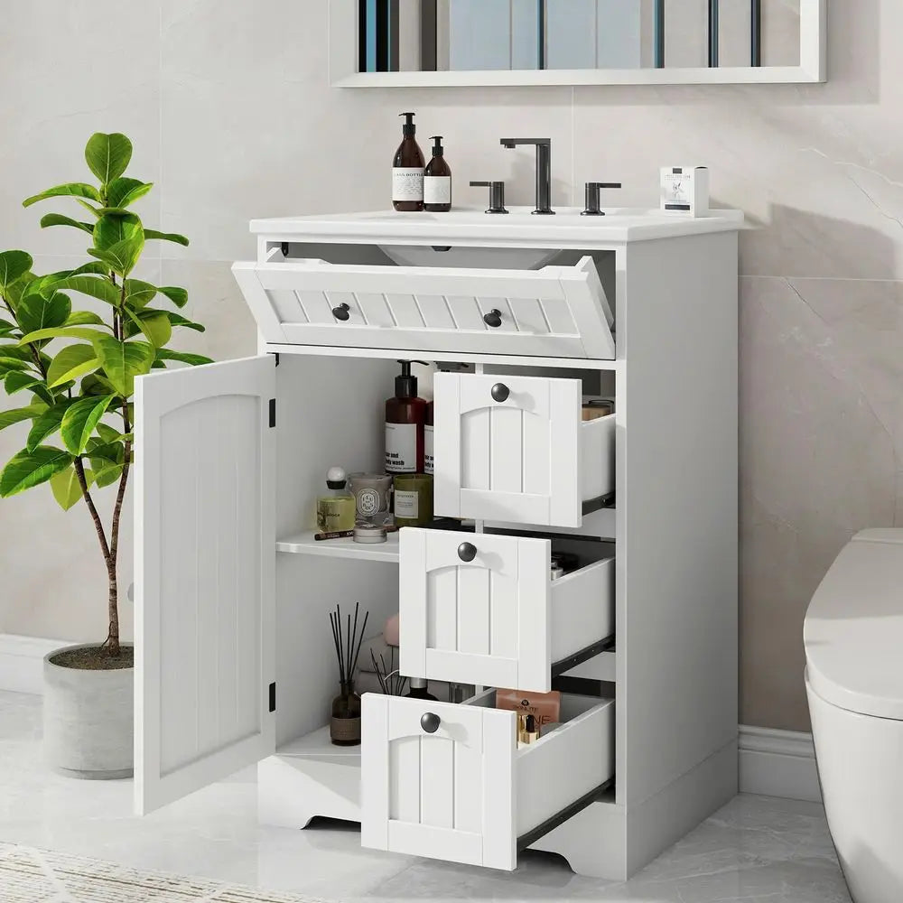Farmhouse Bathroom Vanity with Ceramic Sink
