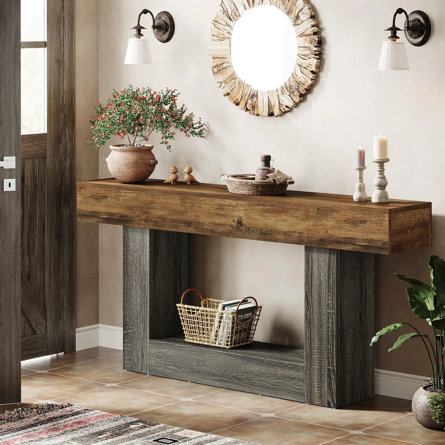 Rustic Farmhouse, Wooden Entryway Table or Living Room TV Stand