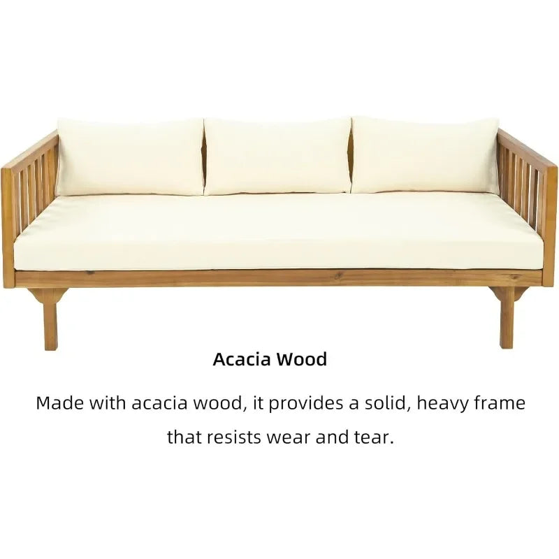 Backyard Patio Wooden Sofa Daybed with Cushions