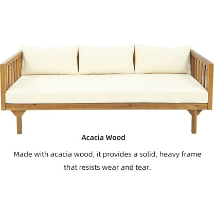 Backyard Patio Wooden Sofa Daybed with Cushions