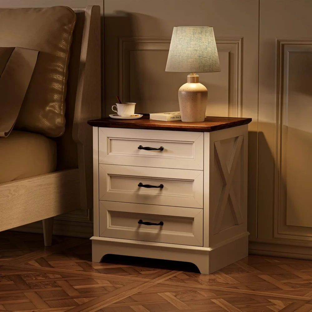 Farmhouse Nightstand or End Table with Drawers