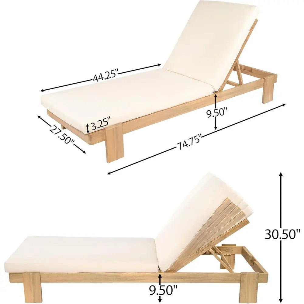 Acacia Wood Outdoor Chaise Lounge