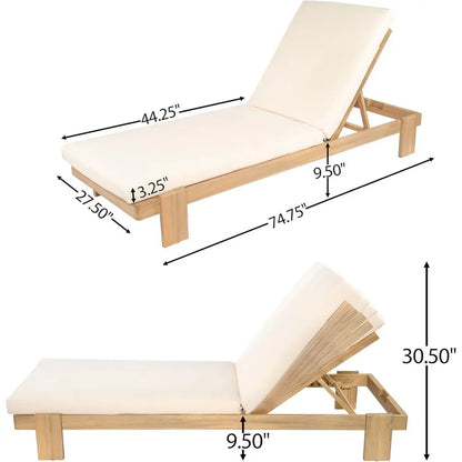 Acacia Wood Outdoor Chaise Lounge