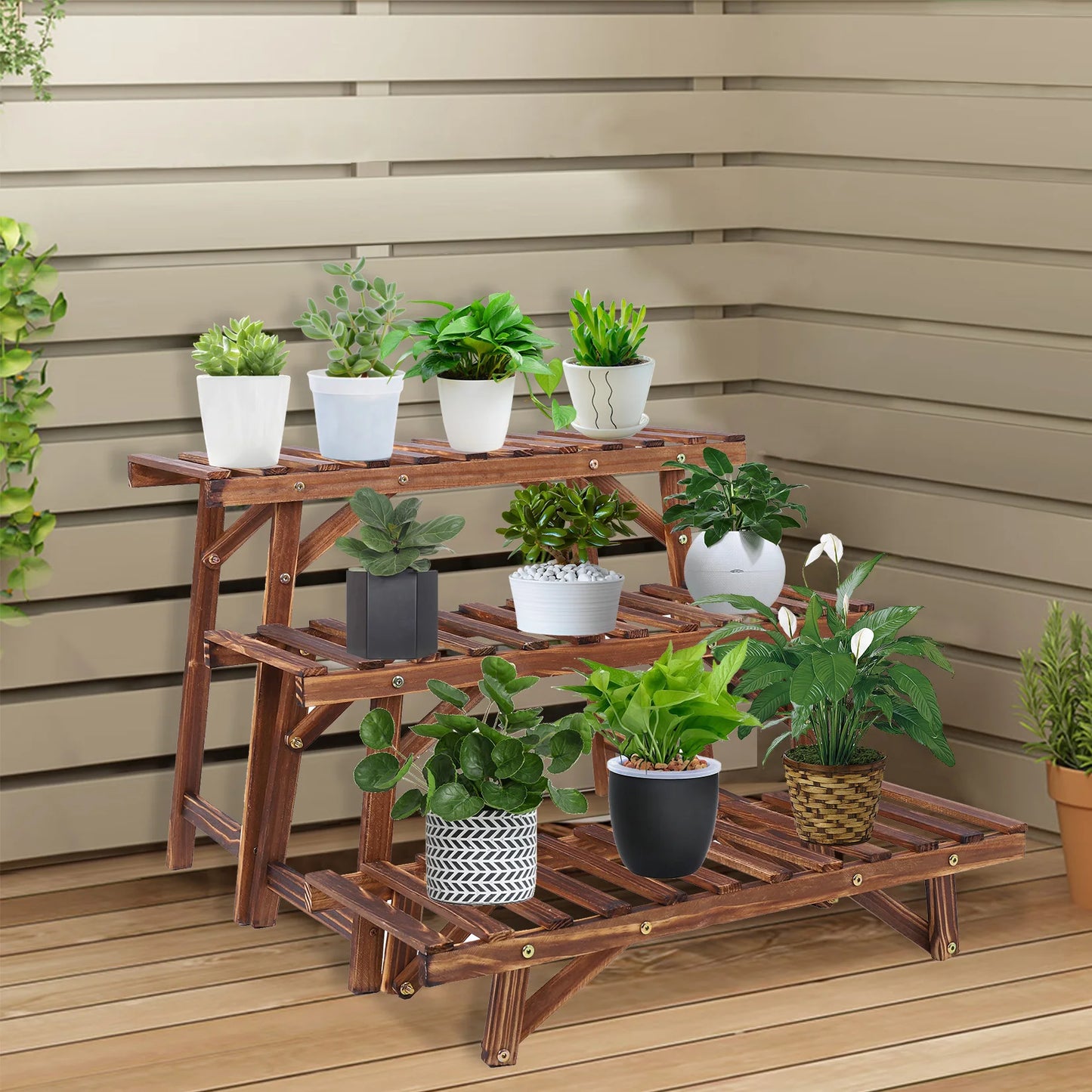 Wooden Plant Stand for Indoor, Patio or Garden