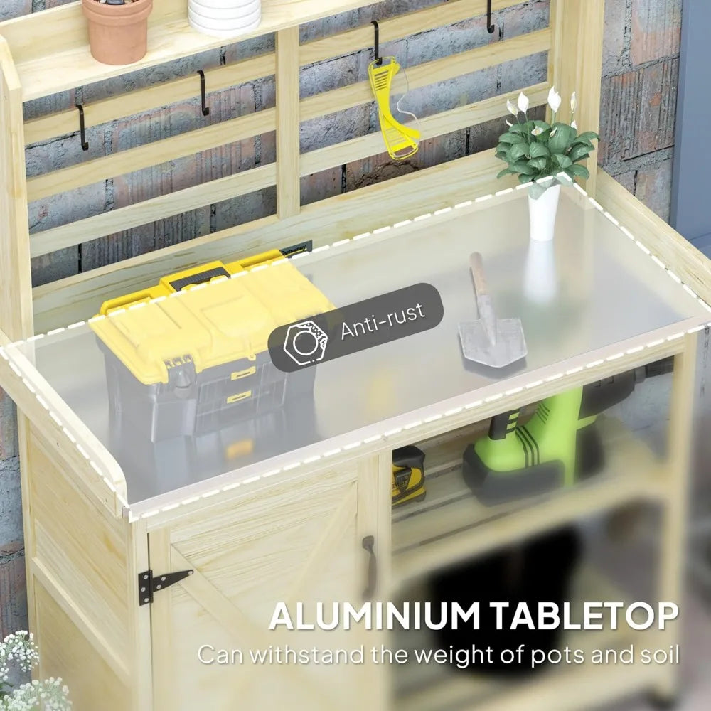 Outdoor Wooden Potting Bench Table