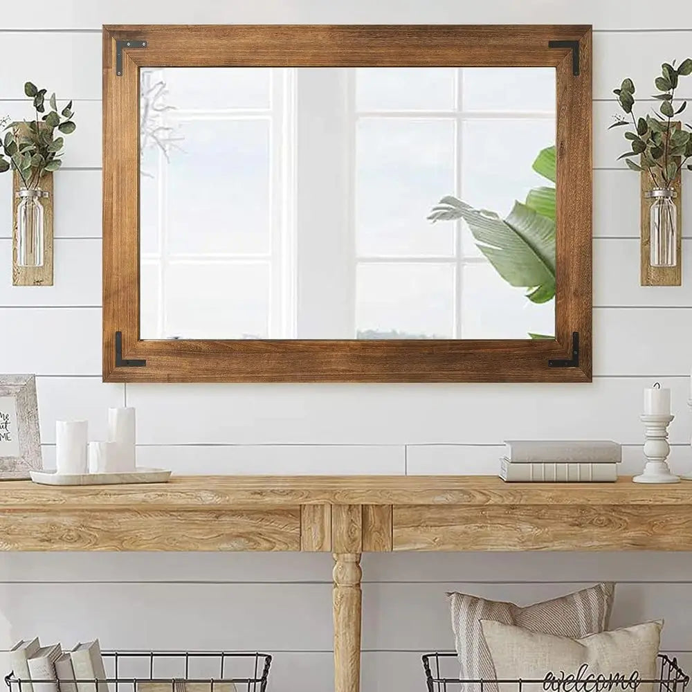 Rustic Farmhouse, Wooden Vanity Mirror for Bathroom or Bedroom
