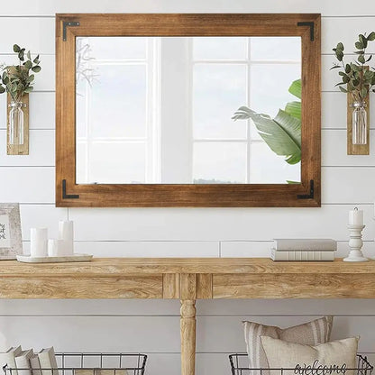 Rustic Farmhouse, Wooden Vanity Mirror for Bathroom or Bedroom