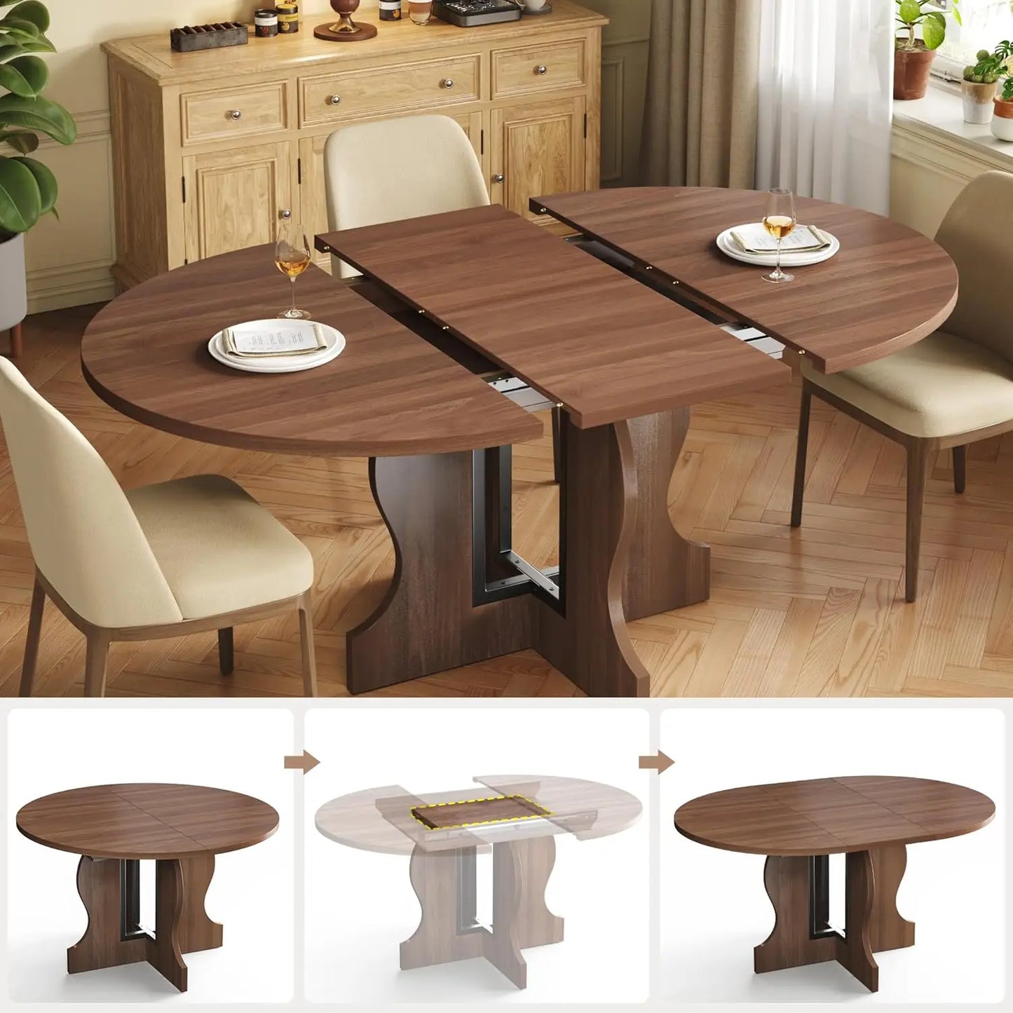 Extendable Wooden Dining Table seats 4-6