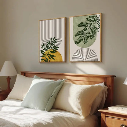 Green Boho Wall Art for Room Decor