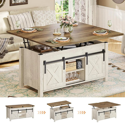 Lift Top Farmhouse Coffee Table with Storage