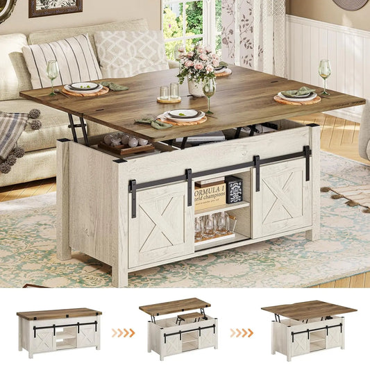 Lift Top Farmhouse Coffee Table with Storage