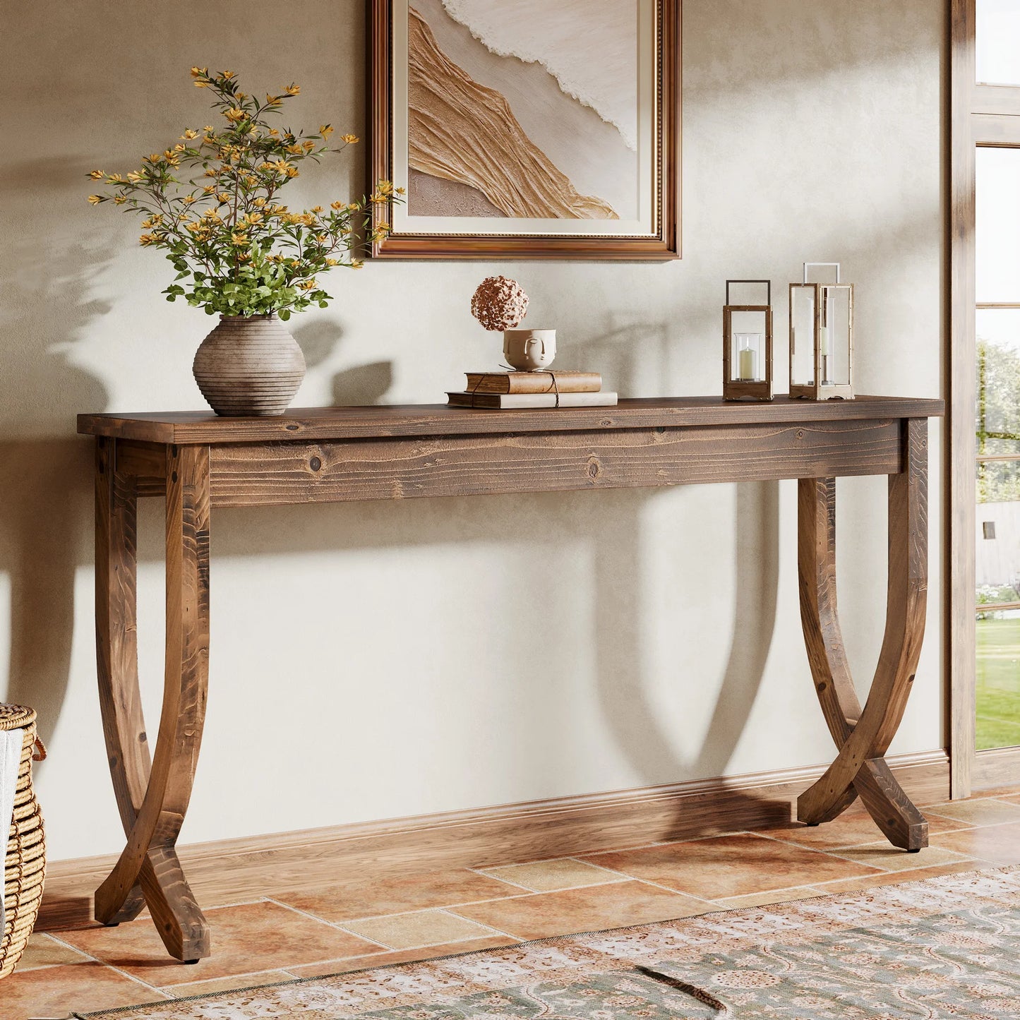 Solid Wood Farmhouse Console Table