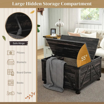 Farmhouse Coffee Table with Hidden Storage