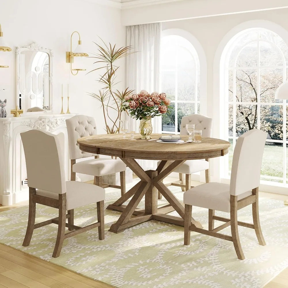 Extendable Farmhouse Dining Table seats 6