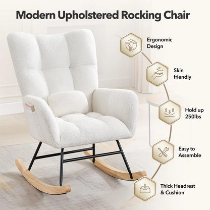 Nursery Rocking Chair with Padded Seat & High Backrest