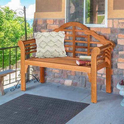 Folding Wooden Outdoor Bench with Backrest