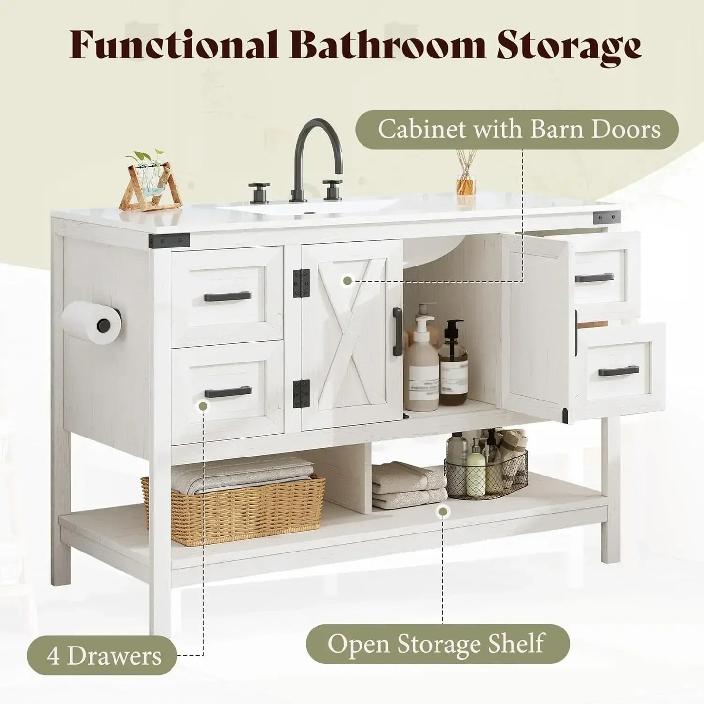 Farmhouse Bathroom Vanity with Sink