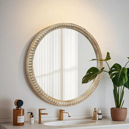 27.5" Wooden Farmhouse Bathroom Mirror