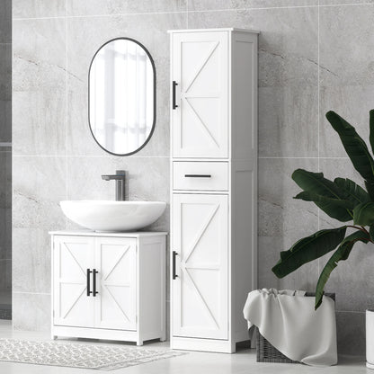 67" Tall, Farmhouse Storage Cabinet with Barn Doors for Bathroom