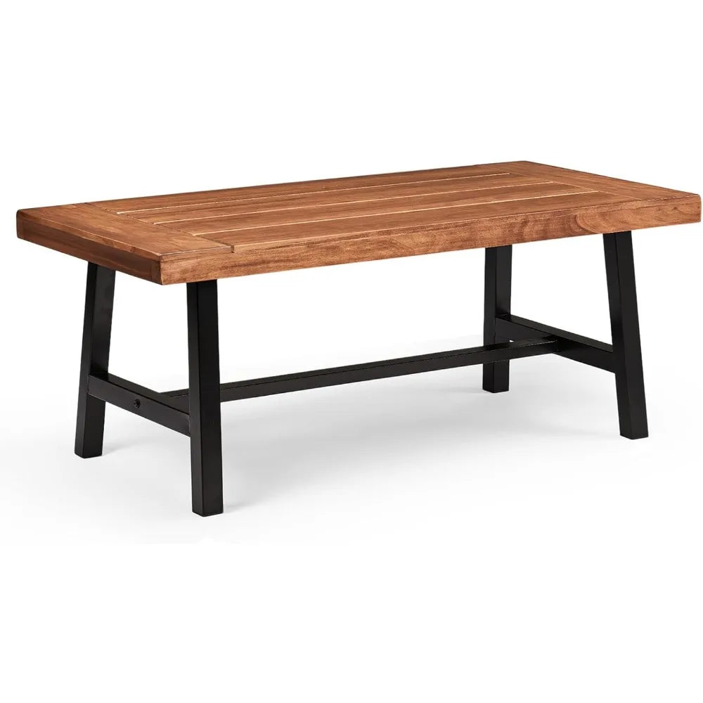 Outdoor Wooden Coffee Table with Metal Frame