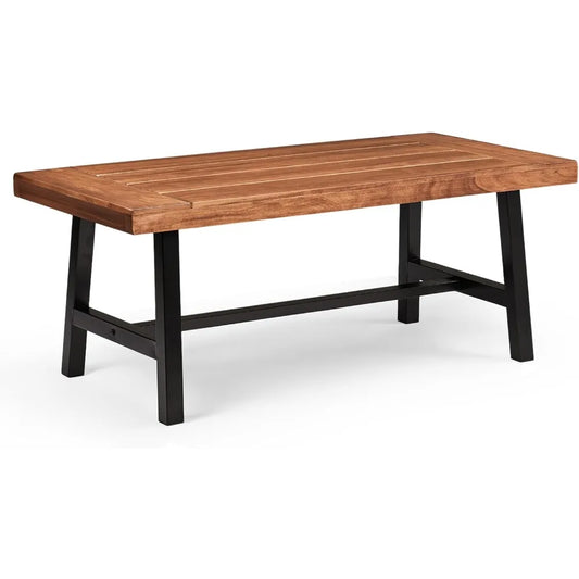 Outdoor Wooden Coffee Table with Metal Frame