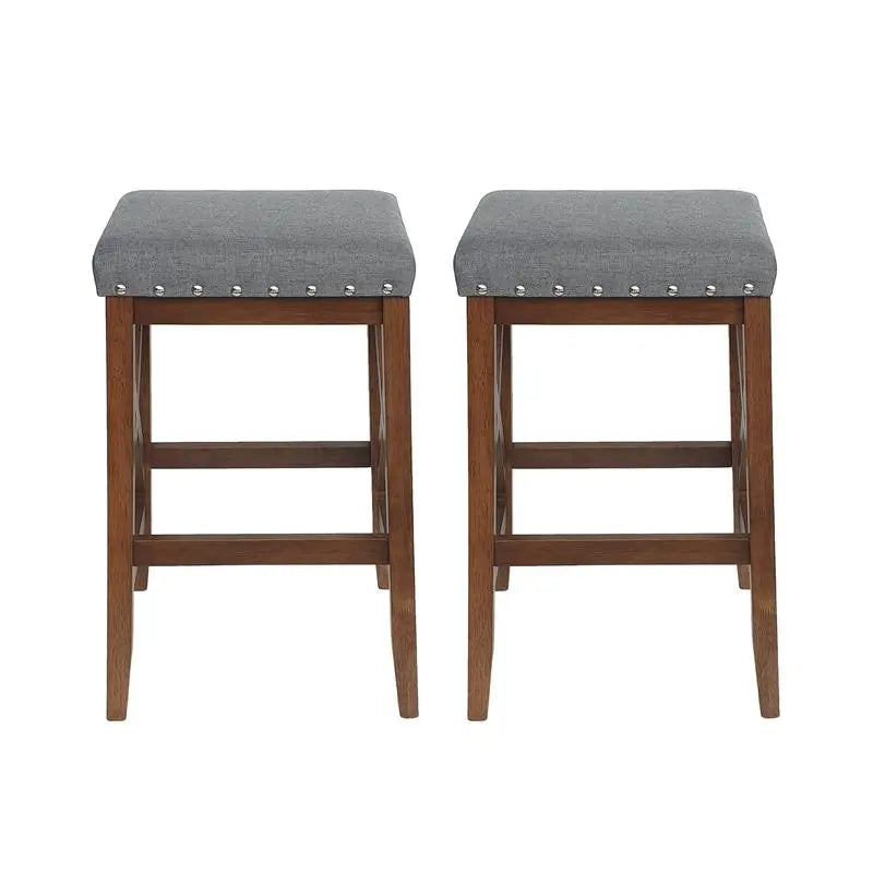 Set of 2 Saddle Bar Stools for Kitchen Island or Bar Counter