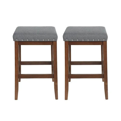 Set of 2 Saddle Bar Stools for Kitchen Island or Bar Counter