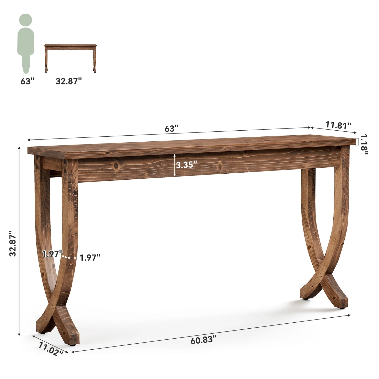 Solid Wood Farmhouse Console Table