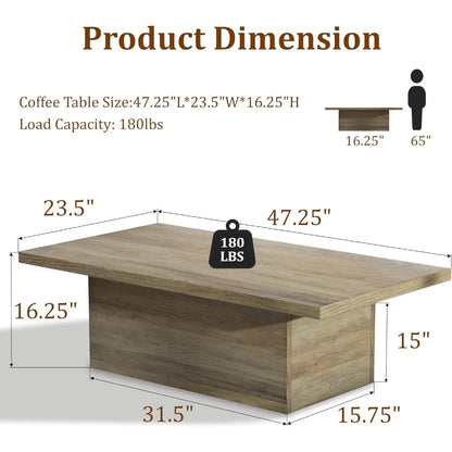 Wooden Coffee Table with Sturdy Frame