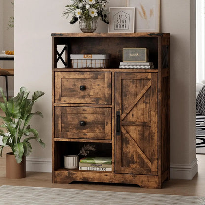 Farmhouse Kitchen Cabinet with 2 Drawers & Shelves