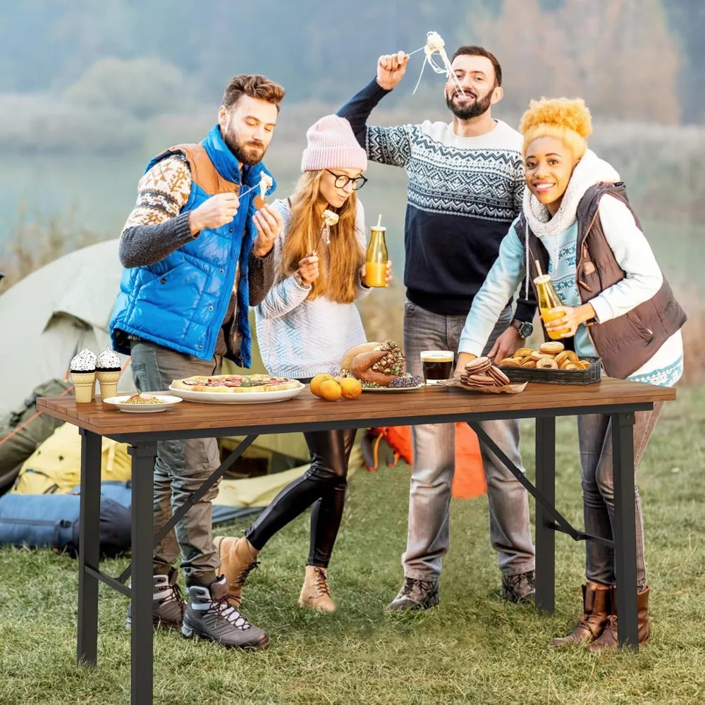 Outdoor Foldable Wood Dining Table for Patio or Camping