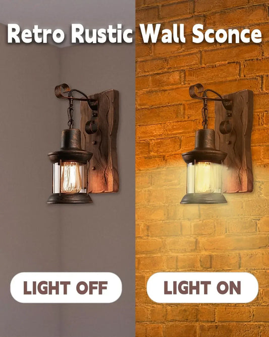 Rustic Farmhouse Wall Sconces for Living Room, Bedroom, Entryway or Mancave