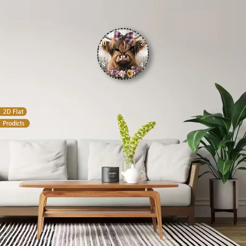 Scottish Highland Cow Wall Clock