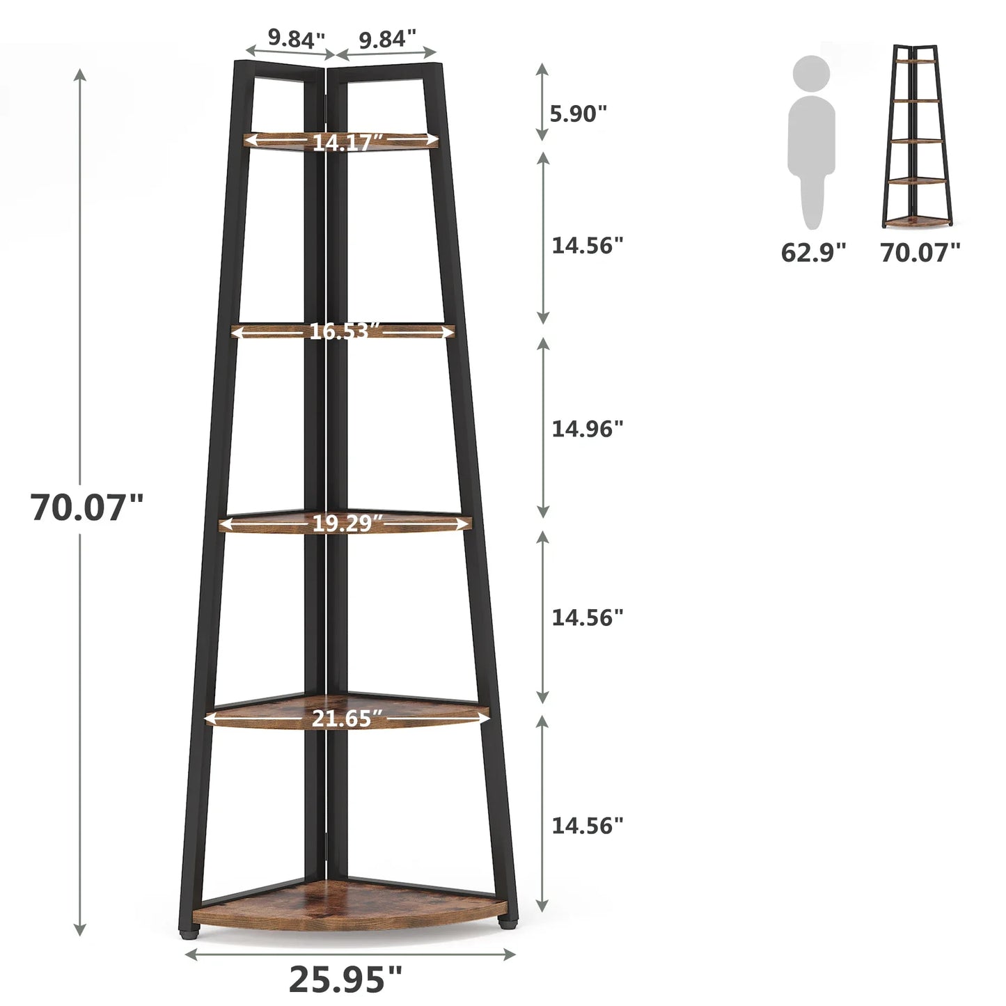 Wooden Corner Bookshelf & Display Shelves