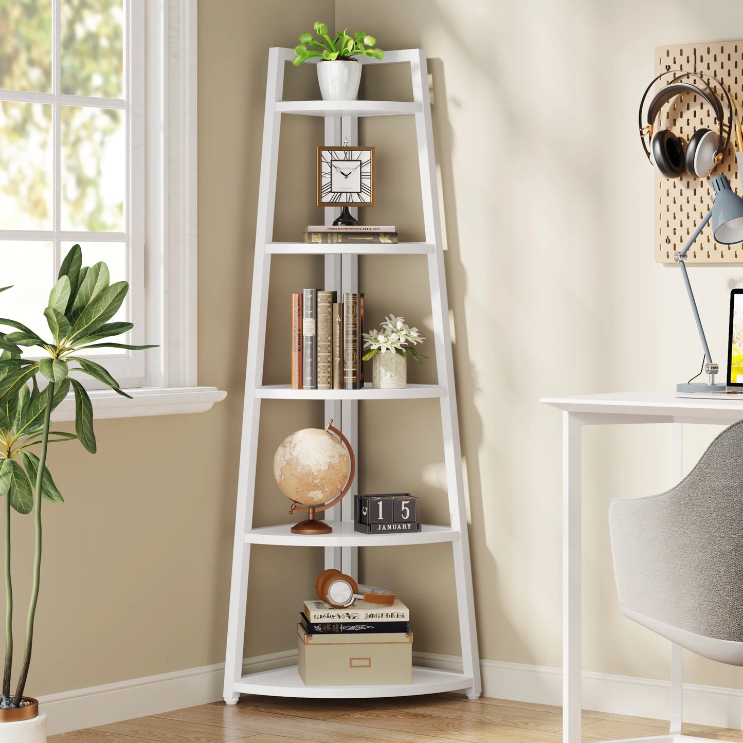 Wooden Corner Bookshelf & Display Shelves