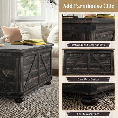 Farmhouse Coffee Table with Hidden Storage