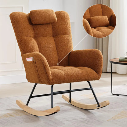 Nursery Rocking Chair with Padded Seat & High Backrest