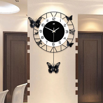 20" Round Metal Butterfly Wall Clock