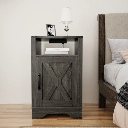 Farmhouse Nightstand or End Table with Charging Station