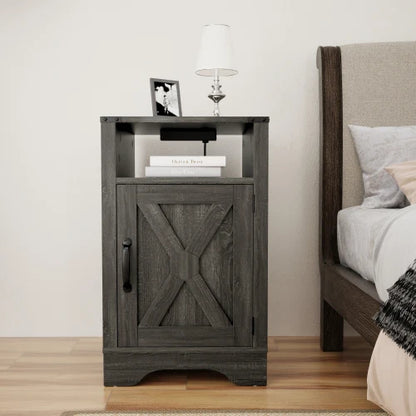 Farmhouse Nightstand or End Table with Charging Station