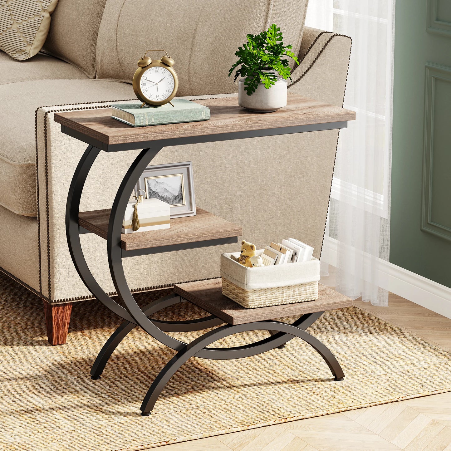 Farmhouse Industrial End Table for Couch or Bedside
