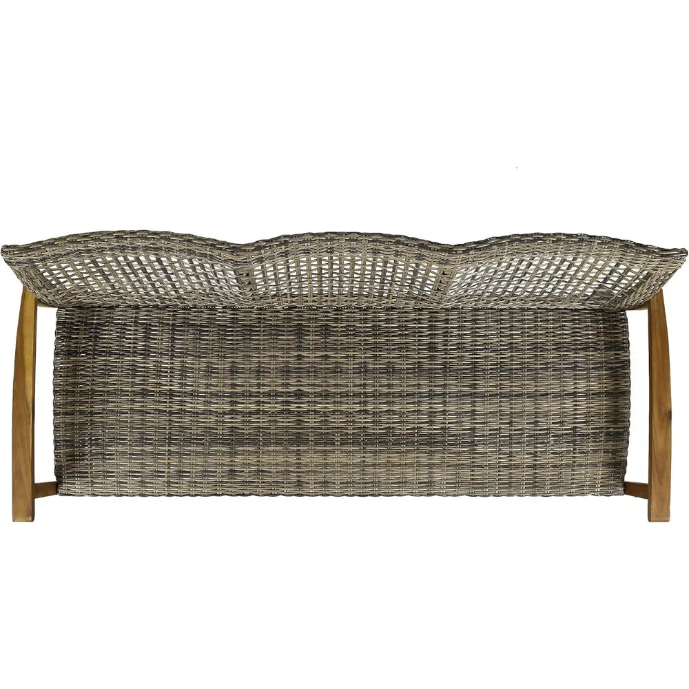Wood & Wicker Sofa for Patio & Backyard