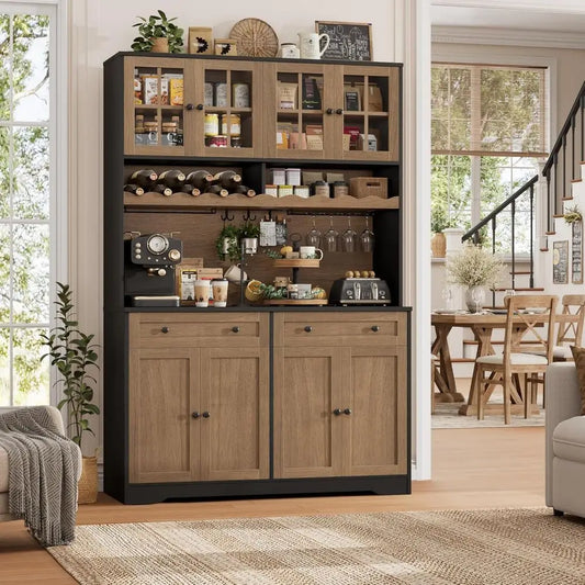 75.4" Tall, Kitchen Pantry Cabinet with Charging Station