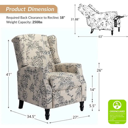 Recliner Armchair with Solid Wood Legs