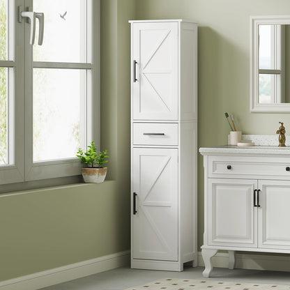 67" Tall, Farmhouse Storage Cabinet with Barn Doors for Bathroom