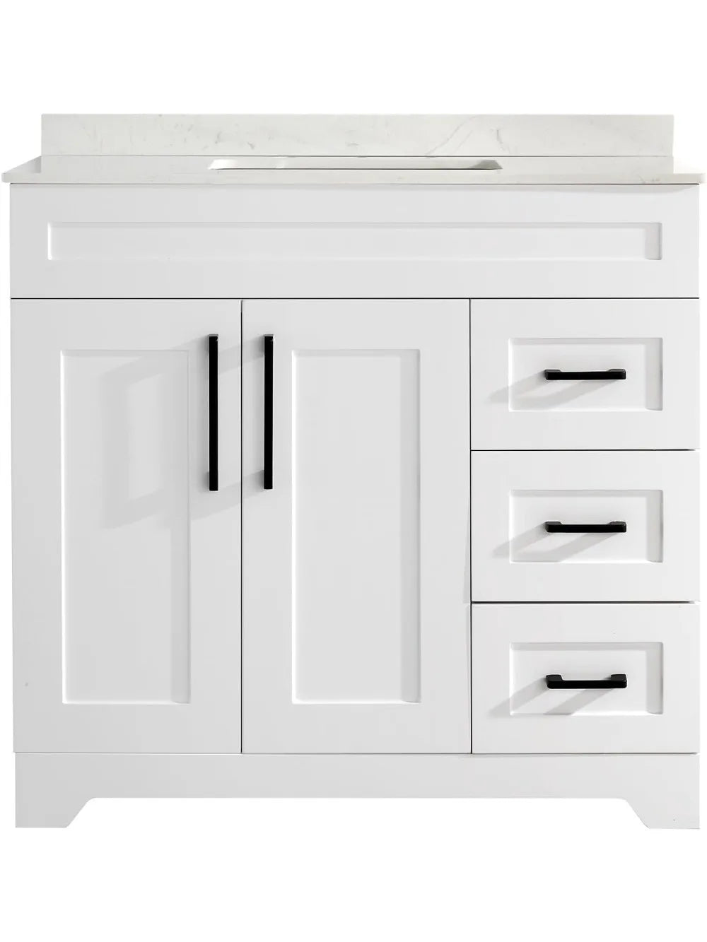 Bathroom Vanity with White Stone Countertop & Sink