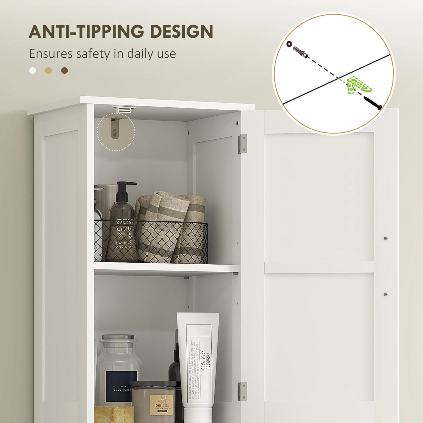 67" Tall, Farmhouse Storage Cabinet with Barn Doors for Bathroom