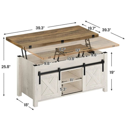 Lift Top Farmhouse Coffee Table with Storage